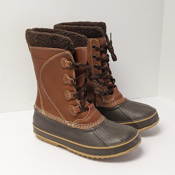 L.L. Bean Shoes Ll Bean Snow Boots Maple Brown Leather Womens 9 M